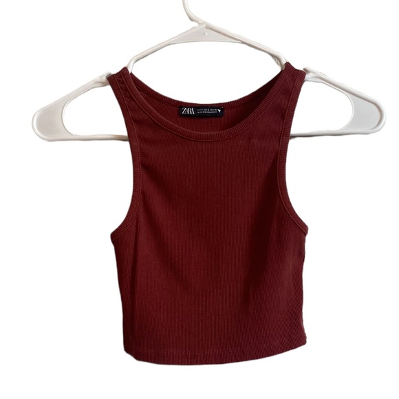 ZARA BURGUNDY CLASSIC CROPPED TANK🍇 - Picture 4 of 5